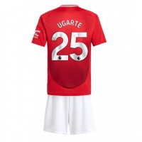 Camisa de Futebol Manchester United Manuel Ugarte #25 Equipamento Principal Infantil 2024-25 Manga Curta (+ Calças curtas)